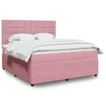 Pat box spring cu saltea, roz, 180x200 cm, catifea GartenMobel Dekor