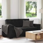 Canapea cu 2 locuri, negru, 140 cm, catifea GartenMobel Dekor