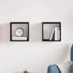 Rafturi de perete cub 2 buc. stejar negru, 30x15x30 cm lemn GartenMobel Dekor