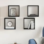 Rafturi de perete cub 4 buc. stejar negru, 30x15x30 cm lemn GartenMobel Dekor