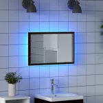 Oglindă de baie cu lumini LED, stejar negru, 60x8,5x37 cm GartenMobel Dekor