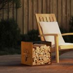Suport pentru lemne de foc 40x40x40 cm Oțel pentru intemperii GartenMobel Dekor