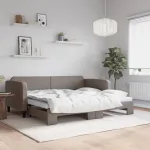 Pat de zi cu extensie, gri taupe, 90x200 cm, textil GartenMobel Dekor