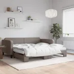 Pat de zi cu extensie și saltele, gri taupe, 100x200 cm, textil GartenMobel Dekor