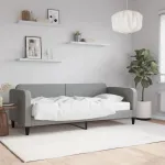 Pat de zi cu saltea, gri deschis, 80x200 cm, textil GartenMobel Dekor