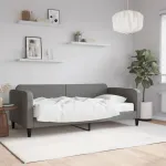 Pat de zi cu saltea, gri închis, 90x190 cm, textil GartenMobel Dekor