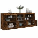 Servantă cu lumini LED, stejar fumuriu, 162x37x67 cm GartenMobel Dekor