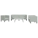 Set canapele Chesterfield cu perne rulou, 3 piese, gri, catifea GartenMobel Dekor