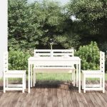 Set de dining pentru grădină, 4 piese, alb, lemn masiv de pin GartenMobel Dekor