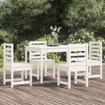 Set de dining pentru grădină, 5 piese, alb, lemn masiv de pin GartenMobel Dekor