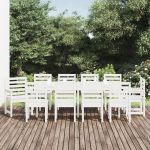Set de masă pentru grădină, 11 piese, alb, lemn masiv de pin GartenMobel Dekor