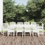 Set de masă pentru grădină, 11 piese, alb, lemn masiv de pin GartenMobel Dekor