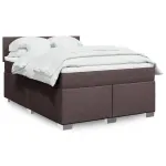 Pat box spring cu saltea, maro închis, 160x200 cm, textil GartenMobel Dekor