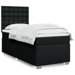 Pat box spring cu saltea, negru, 100x200 cm, textil GartenMobel Dekor