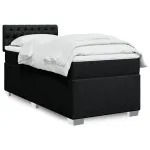 Pat box spring cu saltea, negru, 100x200 cm, textil GartenMobel Dekor