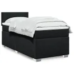 Pat box spring cu saltea, negru, 100x200 cm, textil GartenMobel Dekor