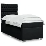 Pat box spring cu saltea, negru, 100x200 cm, textil GartenMobel Dekor