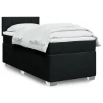 Pat box spring cu saltea, negru, 100x200 cm, textil GartenMobel Dekor