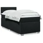Pat box spring cu saltea, negru, 100x200 cm, textil GartenMobel Dekor