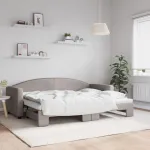 Pat de zi cu extensie, gri taupe, 80x200 cm, textil GartenMobel Dekor