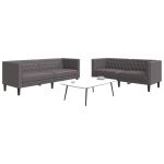 Set canapele Chesterfield cu 2 locuri, gri, piele eco. GartenMobel Dekor