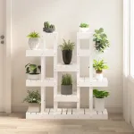 Suport pentru plante, alb, 104,5x25x109,5 cm, lemn masiv pin GartenMobel Dekor