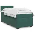 Pat box spring cu saltea, verde închis, 100x200 cm, catifea GartenMobel Dekor