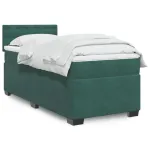 Pat box spring cu saltea, verde închis, 100x200 cm, catifea GartenMobel Dekor