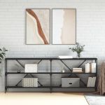 Masă consolă negru 200x30x75 cm lemn prelucrat și fier GartenMobel Dekor