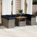 Set mobilier de grădină cu perne, 10 piese, gri, poliratan GartenMobel Dekor