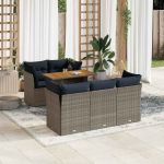 Set mobilier grădină cu perne, 6 piese, gri, poliratan GartenMobel Dekor
