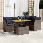 Set mobilier grădină cu perne, 6 piese, gri, poliratan GartenMobel Dekor