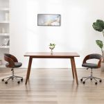 Scaun de birou pivotant, gri, lemn curbat și material textil GartenMobel Dekor