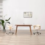 Scaun de bucătărie pivotant crem lemn curbat și piele ecologică GartenMobel Dekor