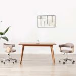 Scaun de masă pivotant gri taupe lemn curbat/material textil GartenMobel Dekor
