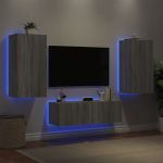 Comode TV de perete cu lumini LED, 3 piese, gri sonoma GartenMobel Dekor
