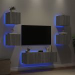 Comode TV de perete cu lumini LED, 5 piese, gri sonoma GartenMobel Dekor