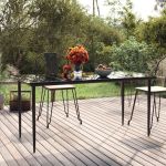 Masă de grădină, negru, 160x80x74 cm, oțel & sticlă securizată GartenMobel Dekor