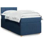 Pat box spring cu saltea, albastru, 100x200 cm, textil GartenMobel Dekor
