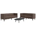 Set canapele Chesterfield cu 2 locuri, maro, piele eco. GartenMobel Dekor