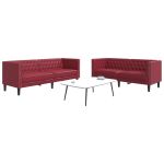 Set canapele Chesterfield cu 2 locuri roșu vin piele eco. GartenMobel Dekor