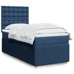 Pat box spring cu saltea, albastru, 100x200 cm, textil GartenMobel Dekor