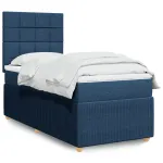 Pat box spring cu saltea, albastru, 100x200 cm, textil GartenMobel Dekor
