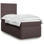 Pat box spring cu saltea, maro închis, 100x200 cm, textil GartenMobel Dekor
