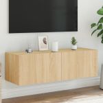 Comodă TV de perete cu lumini LED, stejar sonoma, 100x35x31 cm GartenMobel Dekor
