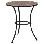 Masă de bistro mozaic, portocaliu/gri, 60 cm, ceramică GartenMobel Dekor