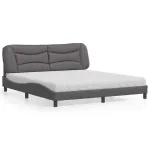 Pat cu saltea, gri, 180x200 cm, piele ecologică GartenMobel Dekor