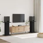 Noptiere, 2 buc., negru, 30x30x80 cm, lemn prelucrat GartenMobel Dekor