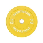 Greutate Cauciuc Bumper Plate SPORTMANN - 15 kg / 51 mm - Galben FitLine Training