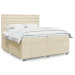 Pat box spring cu saltea, crem, 200x200 cm, textil GartenMobel Dekor
